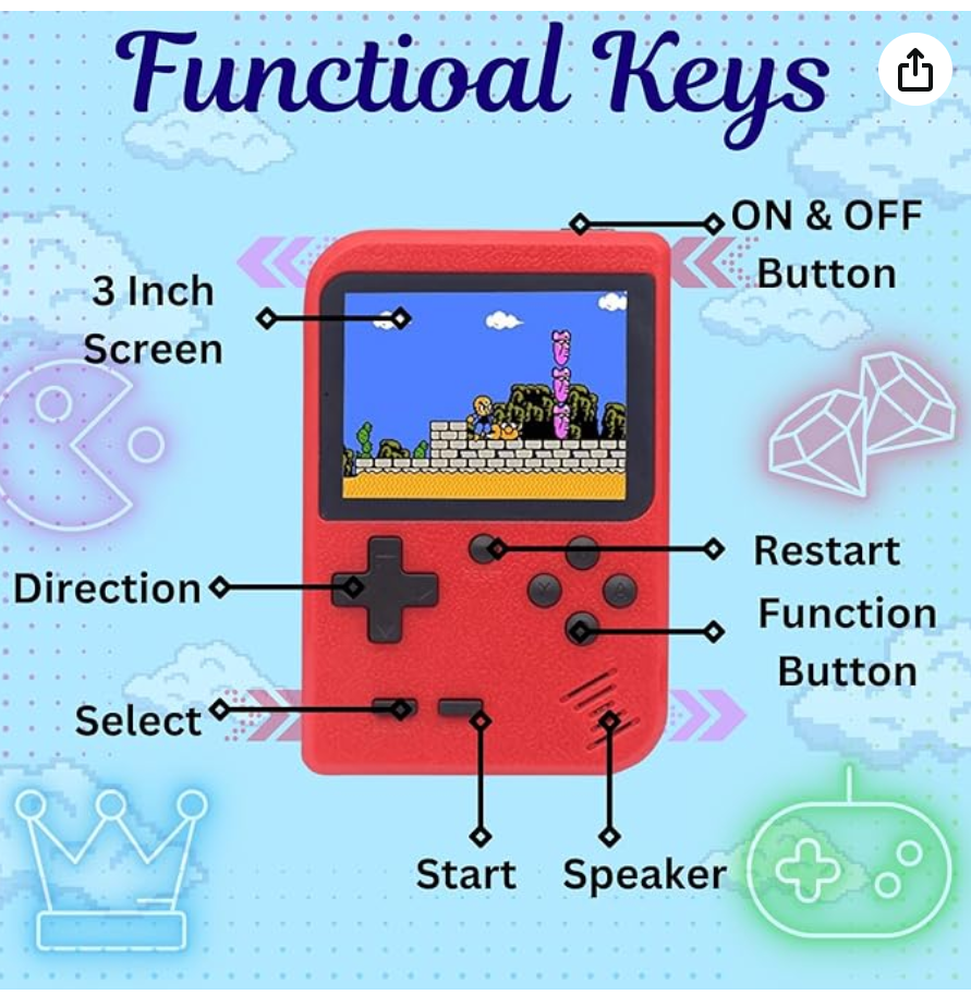 Game Box Handheld Console, 400 in 1, 3-Inch LCD Color Screen, Red, Retro Gaming Device - Image 3