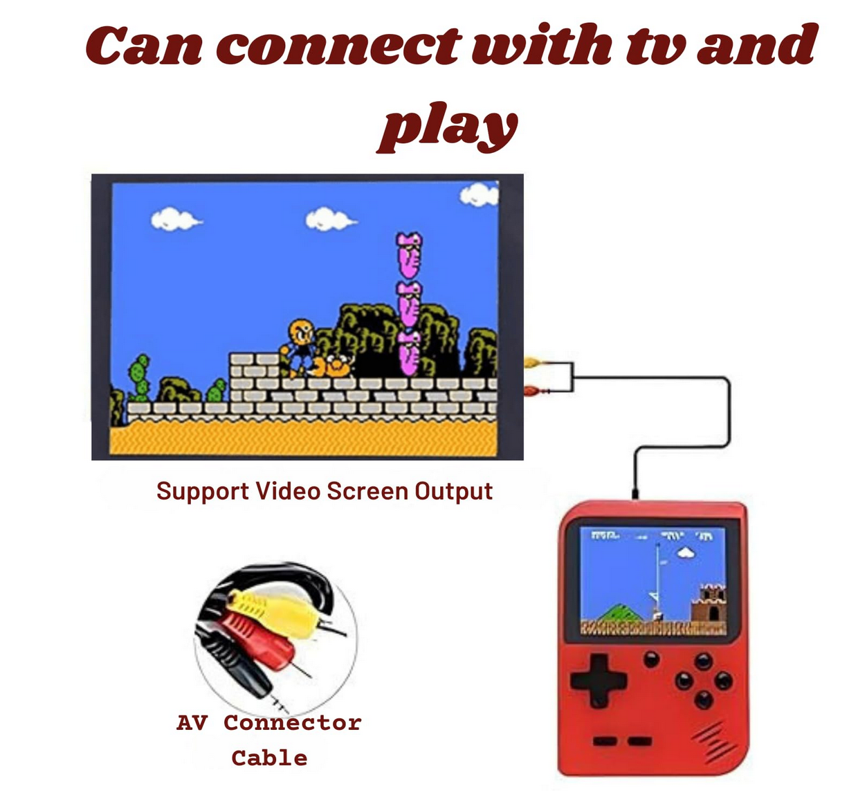 Game Box Handheld Console, 400 in 1, 3-Inch LCD Color Screen, Red, Retro Gaming Device