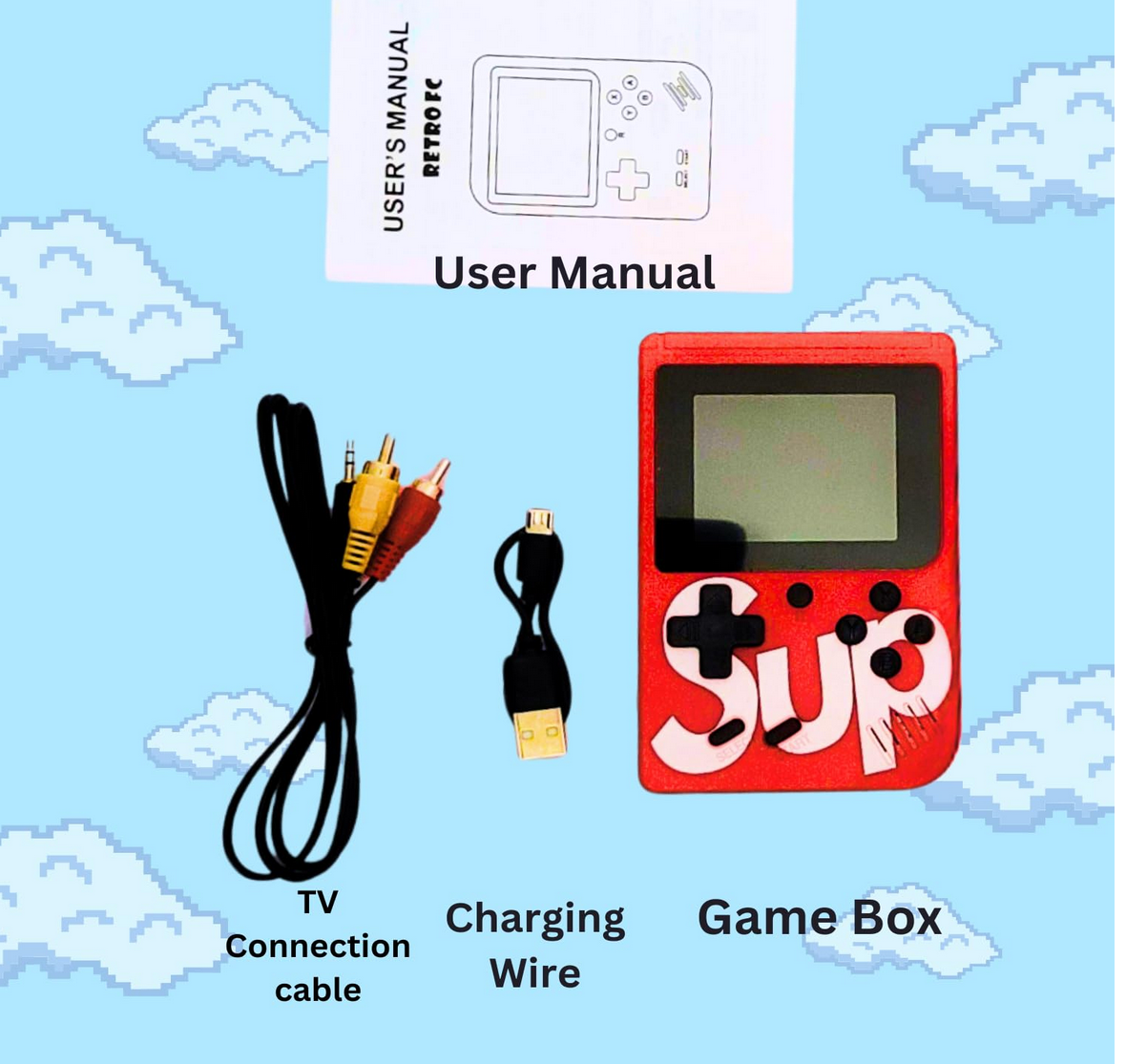 Game Box Handheld Console, 400 in 1, 3-Inch LCD Color Screen, Red, Retro Gaming Device - Image 2