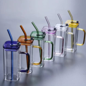Glass sipper Tumbler Pack of 1- Multicolor